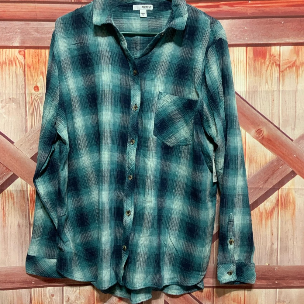Sonoma, new with tags flannel plaid shirt women’s - Picture 1 of 4